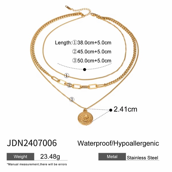 18K Gold Plated Layered Coin Necklace - Picture 9 of 10